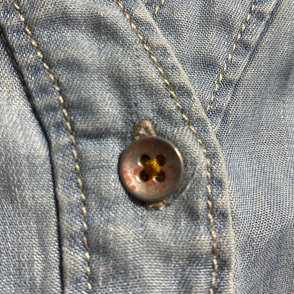 Anthropologie Holding Horses Chambray Crochet Buttoned Sleeveless Blue Top Size4 - Picture 8 of 15